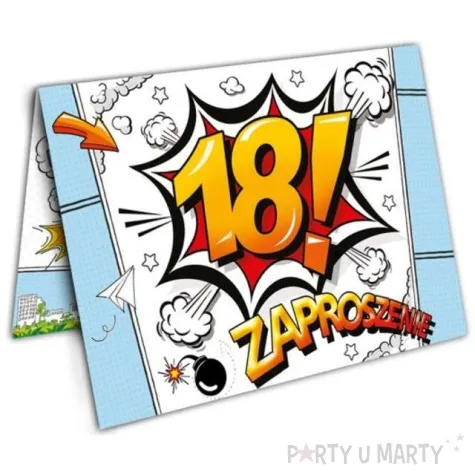 zaproszenia urodzinowe urodziny 18 cartoon 10 szt