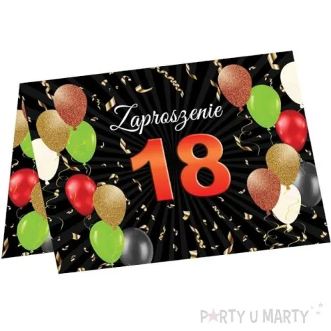 zaproszenia urodziny 18 balony congee 6 szt