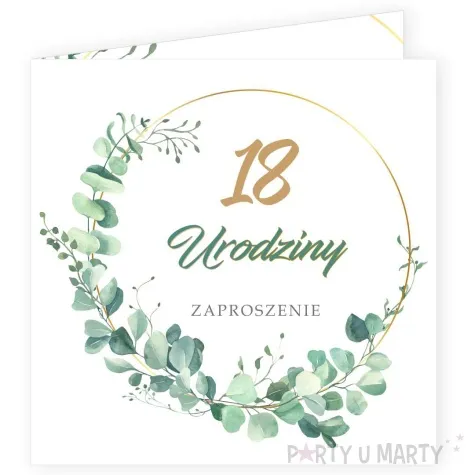 zaproszenia urodziny 18 eukaliptus beauty 15x15 cm 8 szt