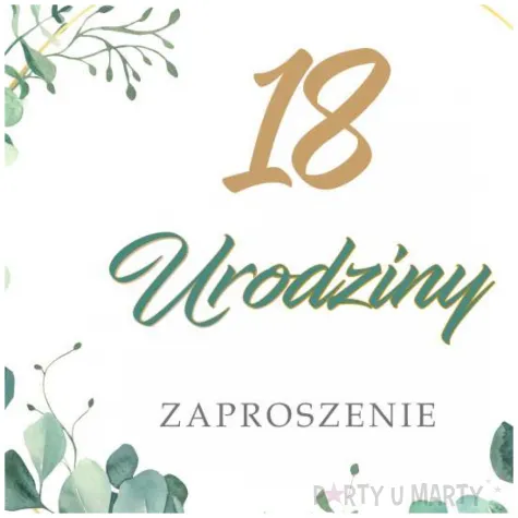 zaproszenia urodziny 18 eukaliptus beauty 15x15 cm 8 szt