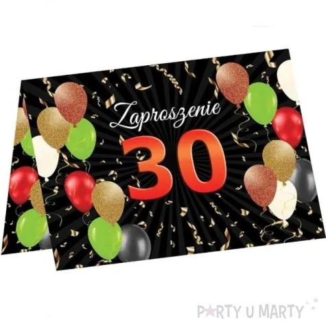 zaproszenia urodziny 30 balony congee 6 szt
