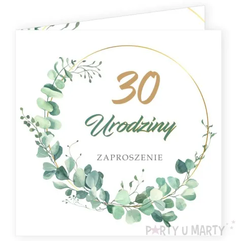zaproszenia urodziny 30 eukaliptus beauty 15x15 cm 8 szt