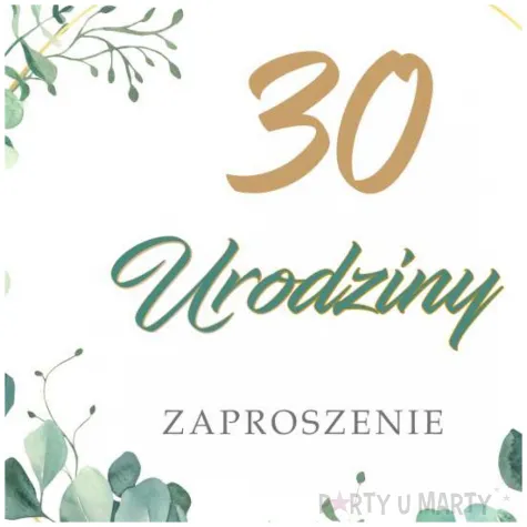 zaproszenia urodziny 30 eukaliptus beauty 15x15 cm 8 szt