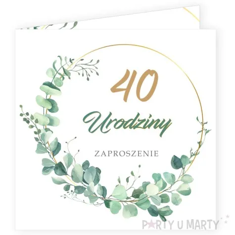zaproszenia urodziny 40 eukaliptus beauty 15x15 cm 8 szt