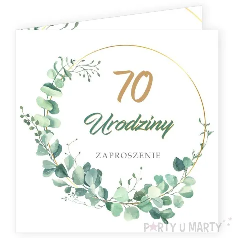zaproszenia urodziny 70 eukaliptus beauty 15x15 cm 8 szt