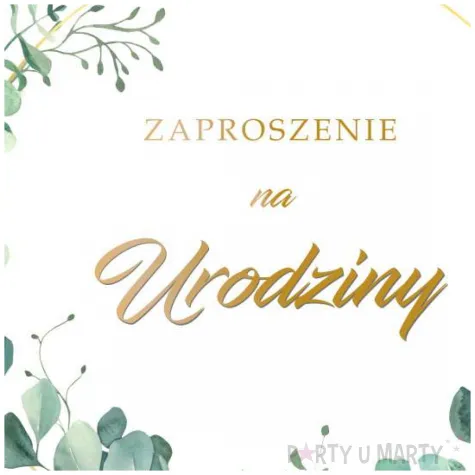 zaproszenia urodziny eukaliptus beauty 15x15 cm 8 szt