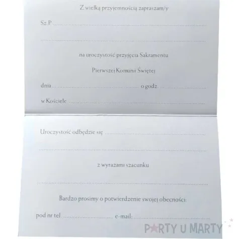 zaproszenia z koperta komunia swieta chleb i rozaniec maki 10 szt