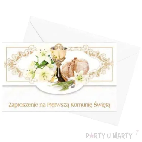 zaproszenia z koperta komunia swieta hostia ihs maki 10 szt