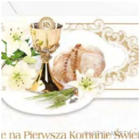 zaproszenia z koperta komunia swieta hostia ihs maki 10 szt