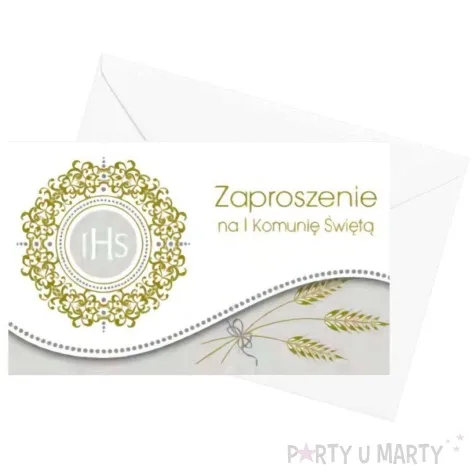 zaproszenia z koperta komunia swieta ihs maki 10 szt