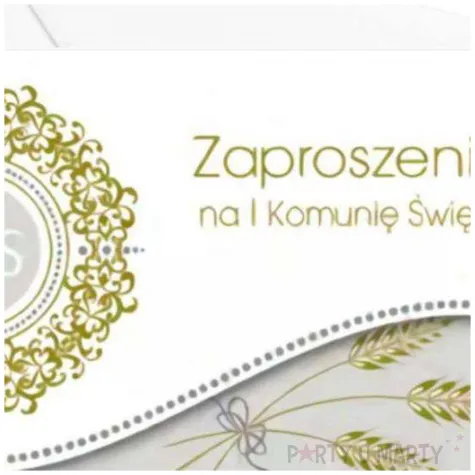zaproszenia z koperta komunia swieta ihs maki 10 szt