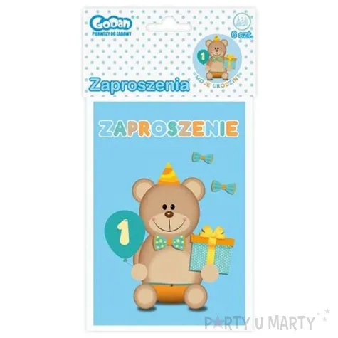 zaproszenia z koperta moje 1 urodziny niebieski godan 10 x 15 cm 6 szt