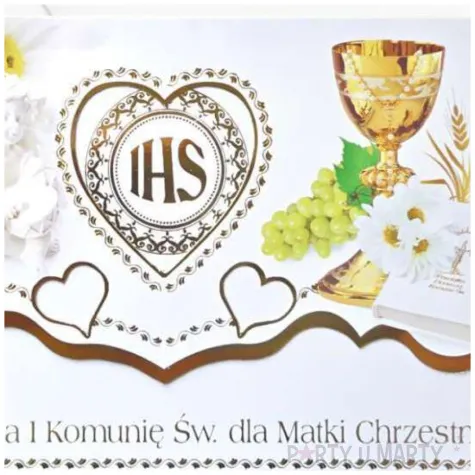 zaproszenia z koperta pierwsza komunia swieta dla matki chrzestnej maki