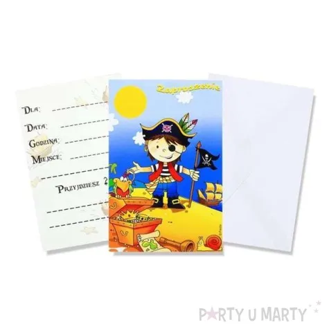 zaproszenia z koperta pirat godan 6 szt