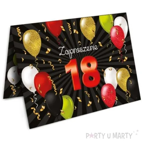 zaproszenia z koperta urodziny 18 black red 1 szt