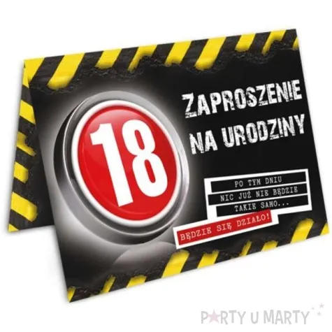 zaproszenia z koperta urodziny 18 danger 1 szt