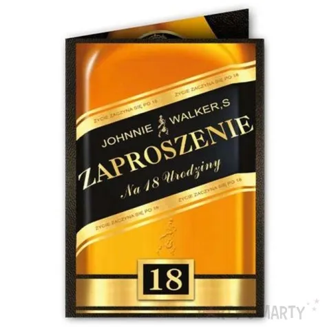 zaproszenia z koperta urodziny 18 johnnie 1 szt