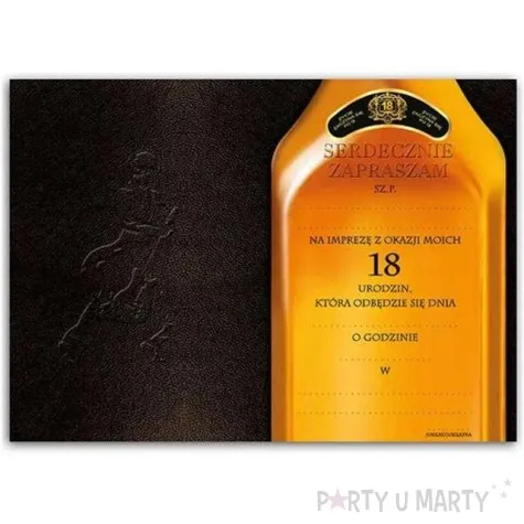 zaproszenia z koperta urodziny 18 johnnie 1 szt