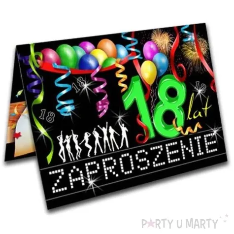 zaproszenia z koperta urodziny 18 party 1 szt