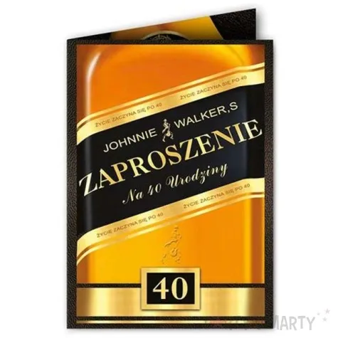 zaproszenia z koperta urodziny 40 johnnie 10 szt