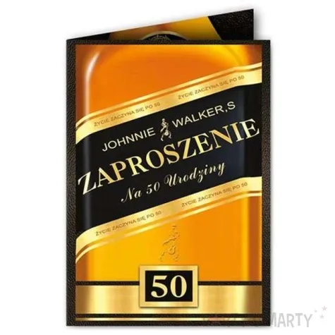 zaproszenia z koperta urodziny 50 johnnie 10 szt