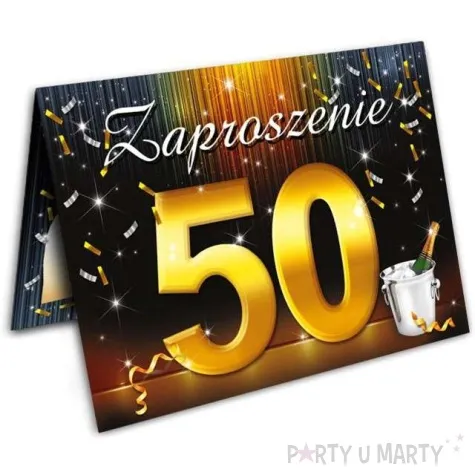 zaproszenia z koperta urodziny 50 szampan 10 szt
