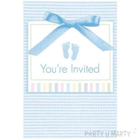 zaproszenia z koperta youre invited stopki blekitny amscan 8 szt