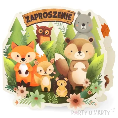 zaproszenia zwierzeta lesni przyjaciele partypal 13 5x12 5 cm 6 szt