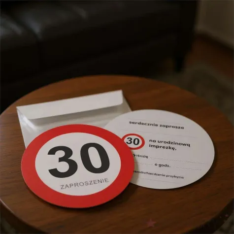 zaproszenie 30 urodziny traffic 15x15 cm 1 szt