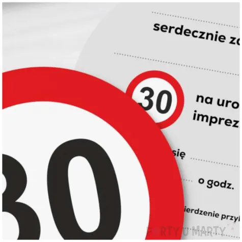 zaproszenie 30 urodziny traffic 15x15 cm 1 szt