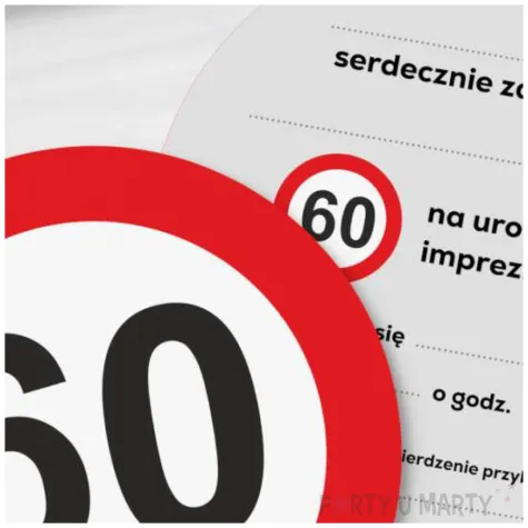 zaproszenie 60 urodziny traffic 15x15 cm 1 szt