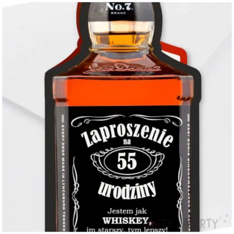 zaproszenie butelka whisky zamykana 55 urodziny 6x14 8 cm 1 szt