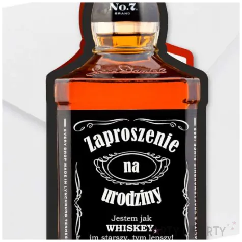 zaproszenie butelka whisky zamykana urodziny 6x14 8 cm 1 szt