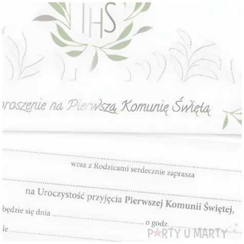 zaproszenie na komunie delikatny eukaliptus ihs ab card 17x9 4 cm 10 szt