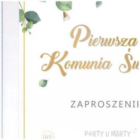 zaproszenie na komunie eukaliptus z hostia pierwsza komunia swieta 10 5x14 8 cm 1 szt