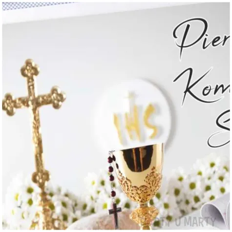 zaproszenie na komunie kielich z biblia pierwsza komunia swieta 14 8x10 5 cm 1 szt