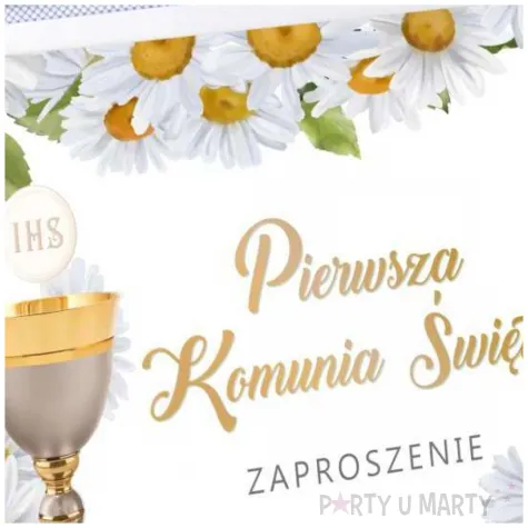 zaproszenie na komunie margaretkowy zawrot glowy pierwsza komunia swieta 14 8x10 5 cm 1 szt