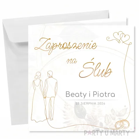 zaproszenie na slub para mloda personalizowane z imionami koperta glamour eleganckie x1