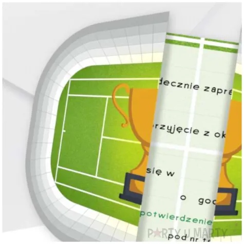zaproszenie na urodziny tenis kort otwierane skladane z koperta 13 x 9 2 cm 1 szt