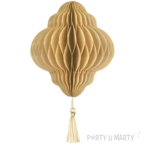 zawieszka choinkowa honeycomb latarnia bezowa 13x15 cm partydeco