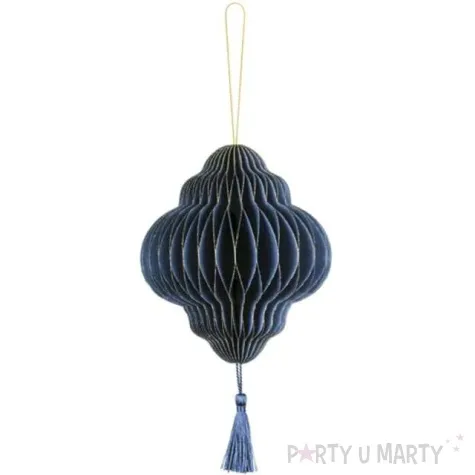 zawieszka choinkowa honeycomb latarnia granatowa 13x15 cm partydeco