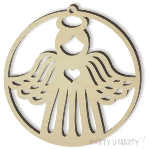 zawieszka drewniana aniolek z sercem 80 x 83 mm