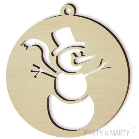 zawieszka drewniana bombka balwanek 70 x 70 mm