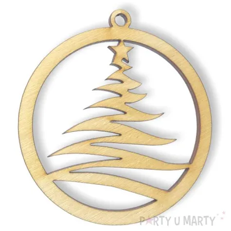 zawieszka drewniana bombka choinka 70 x 70 mm