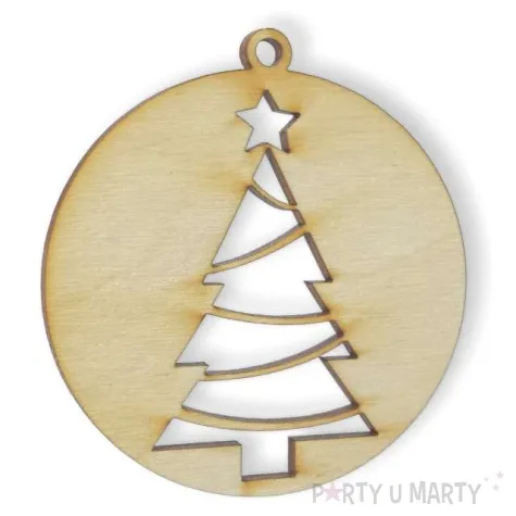 zawieszka drewniana bombka choinka 70 x 71 mm