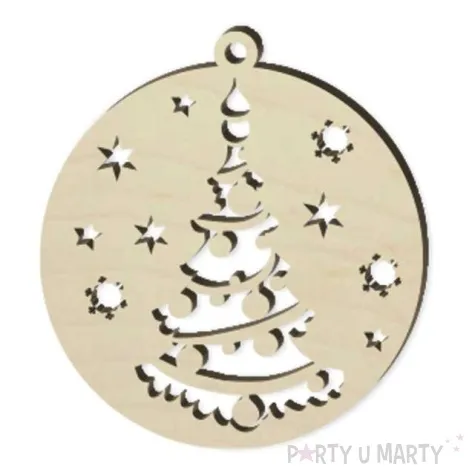 zawieszka drewniana bombka choinka 70 x 76 mm