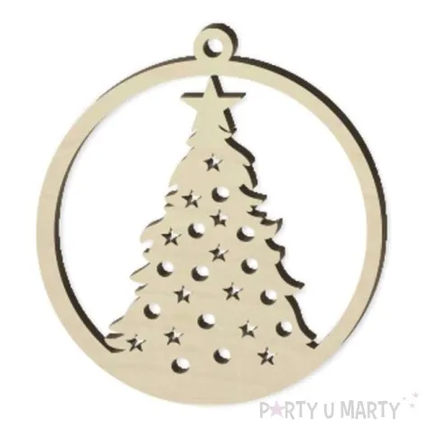 zawieszka drewniana bombka choinka ubrana 70 x 76 mm