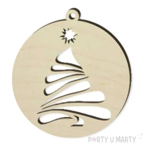 zawieszka drewniana bombka choinka z gwiazda 70 x 76 mm