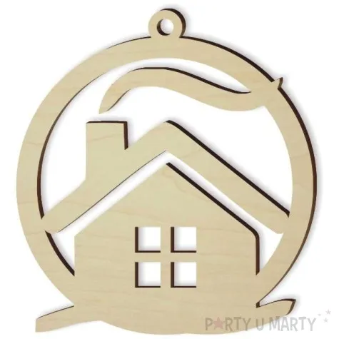 zawieszka drewniana bombka domek 70 x 76 mm