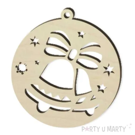 zawieszka drewniana bombka dzwonki 70 x 76 mm